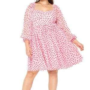 Eloquii Pink and Red Heart Textures Mini Dress Women’s Plus Size 22